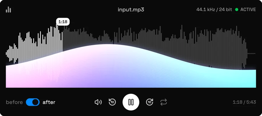 AI-powered audio mastering engine analyzing and optimizing tracks