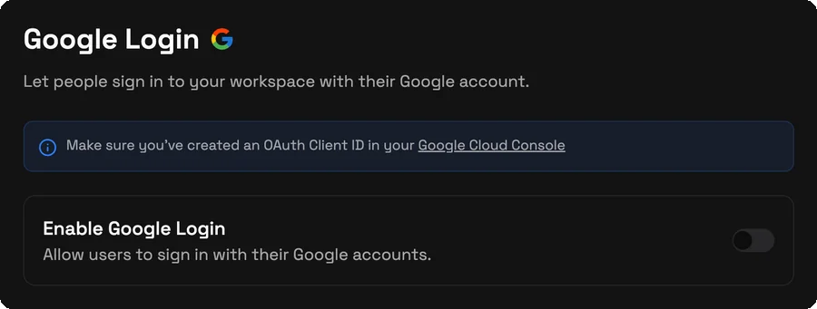 Pengaturan masuk sosial dengan tombol masuk Google pada platform white label